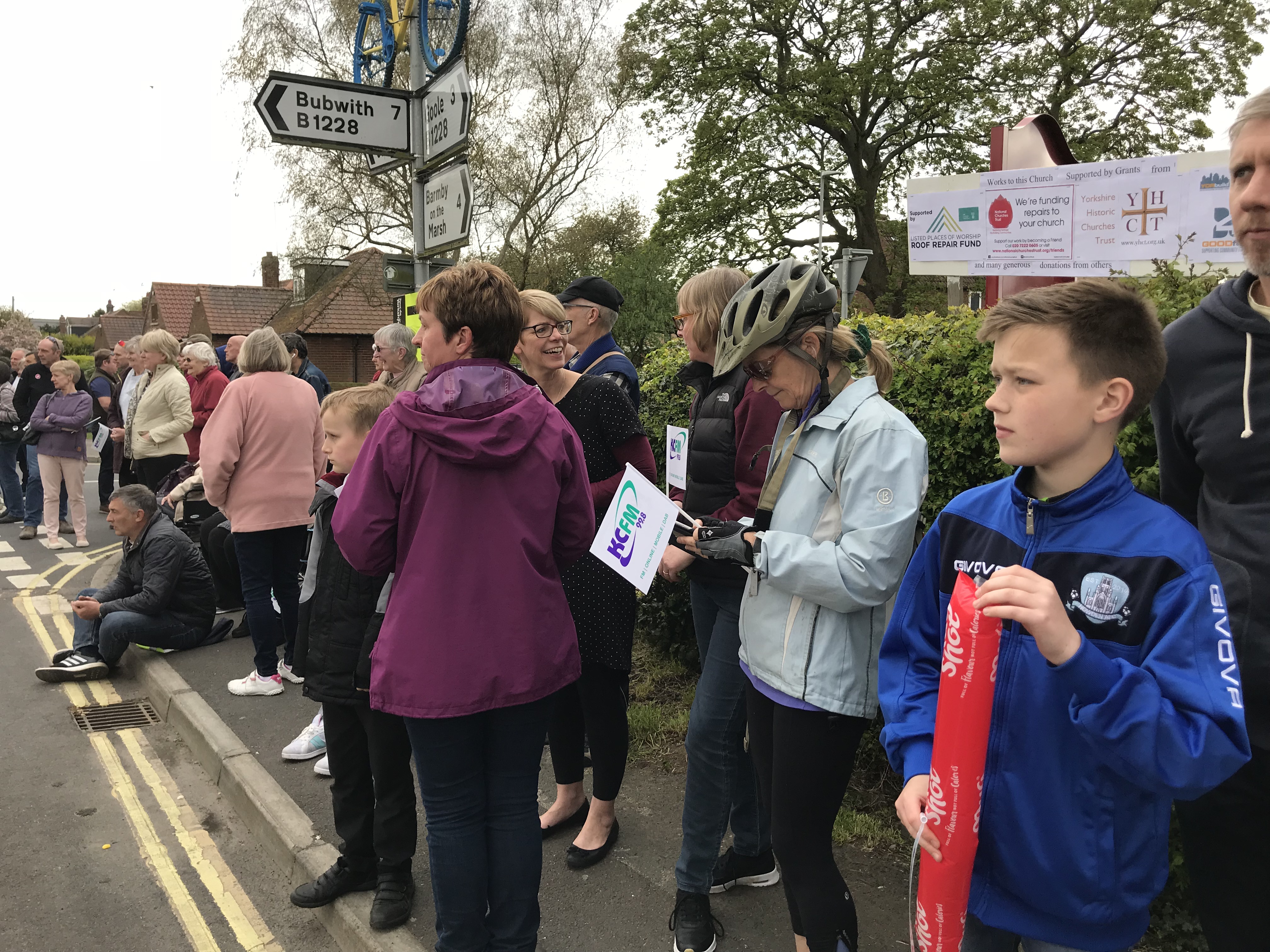 spectators outside our church